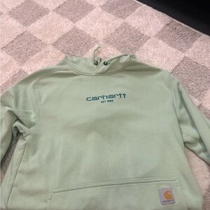 Carhartt Mint Green Pullover Hoodie with Teal Logo